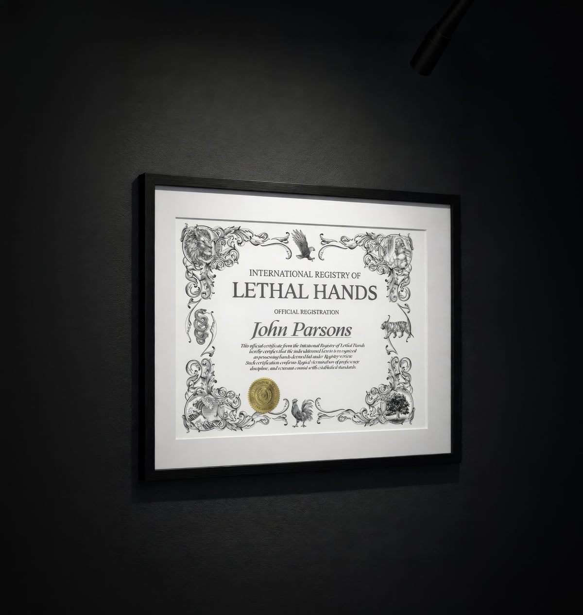 Lethal Hands certificate